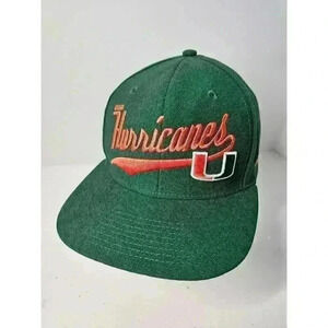 NCAA MIAMI HURRICANES ADIDAS CAP HAT Spellout Logo Snapback Green